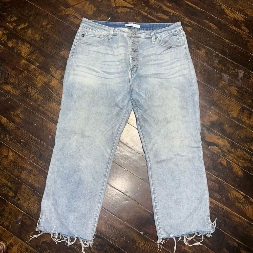 Kancan distressed acid wash wide leg 32 normcore jeans